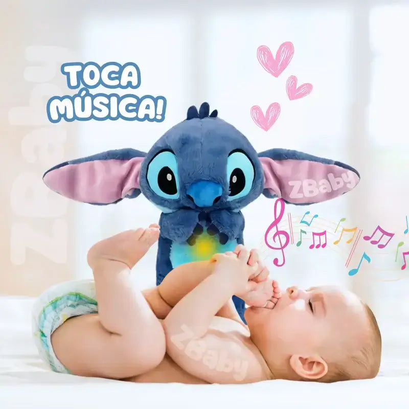 Stitch de Pelúcia Respira e Acende a Barriga